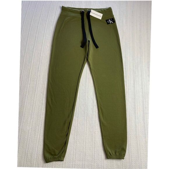 CALVIN KLEIN Women’s Olive Green Logo Patch Jogger Pants - Picture 1 of 9